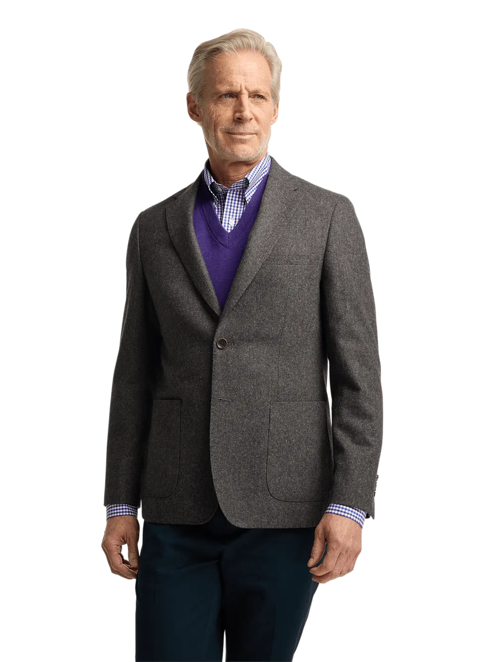 Wool Blend Donegal Single Breasted Notch Lapel Sport Coat - Charcoal