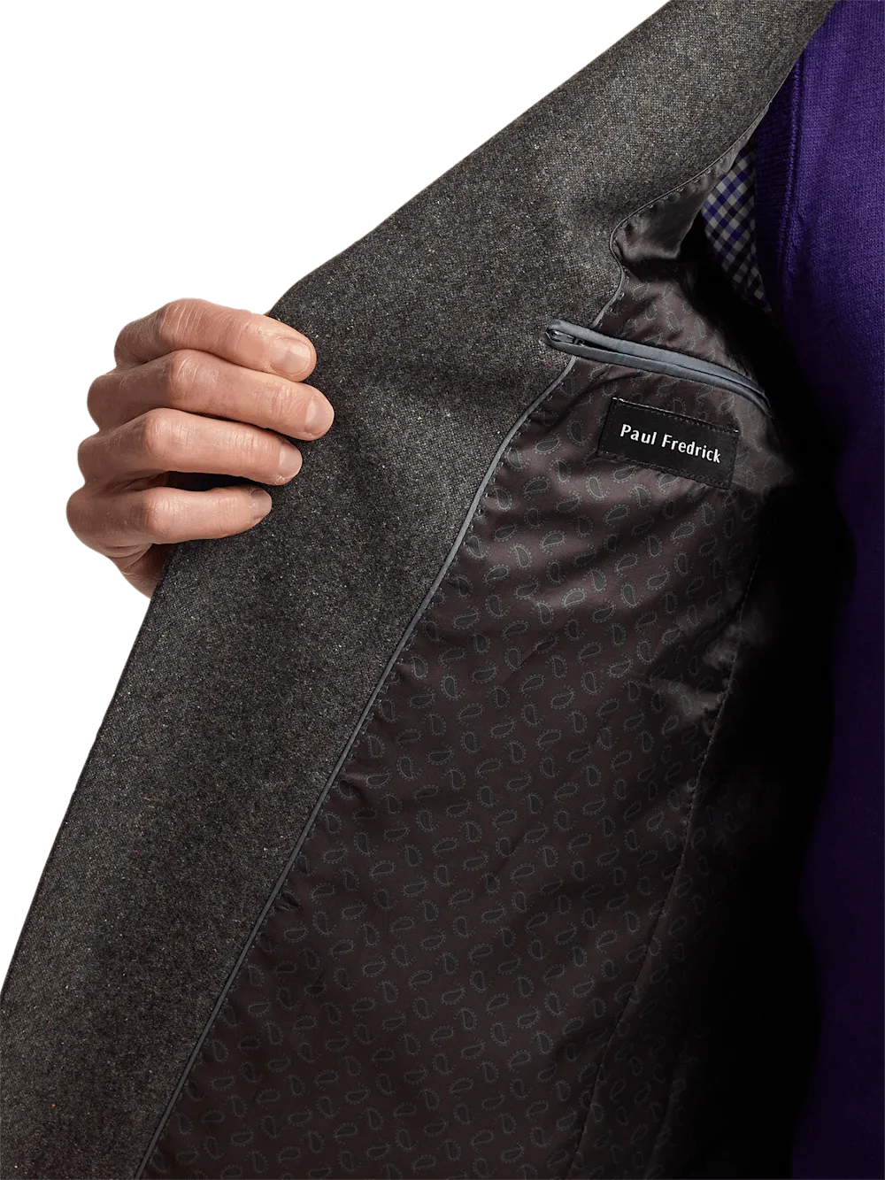 Wool Blend Donegal Single Breasted Notch Lapel Sport Coat - Charcoal