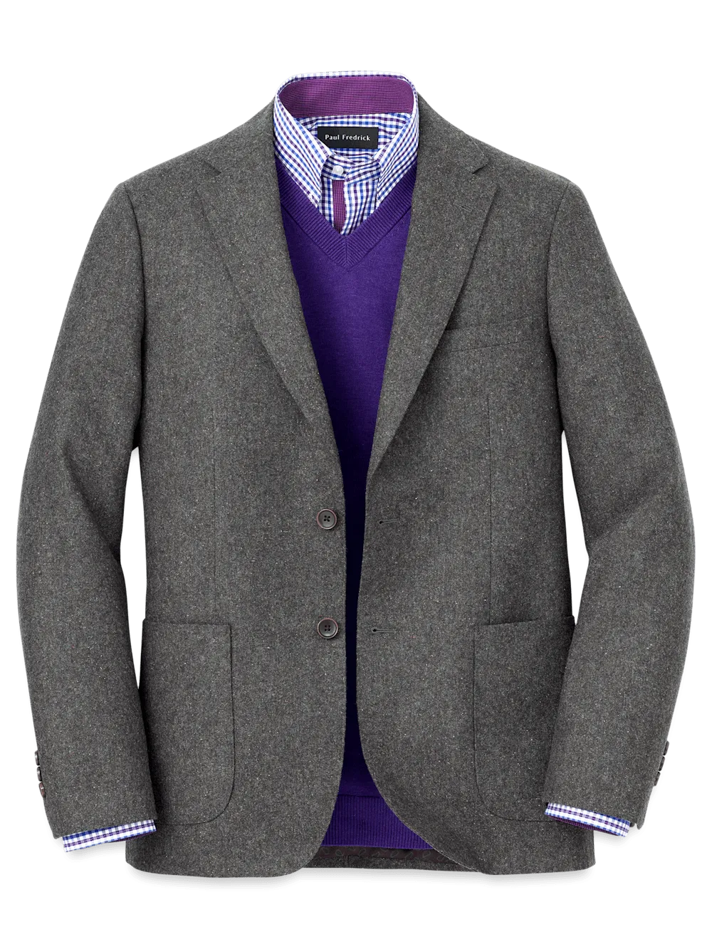 Wool Blend Donegal Single Breasted Notch Lapel Sport Coat - Charcoal