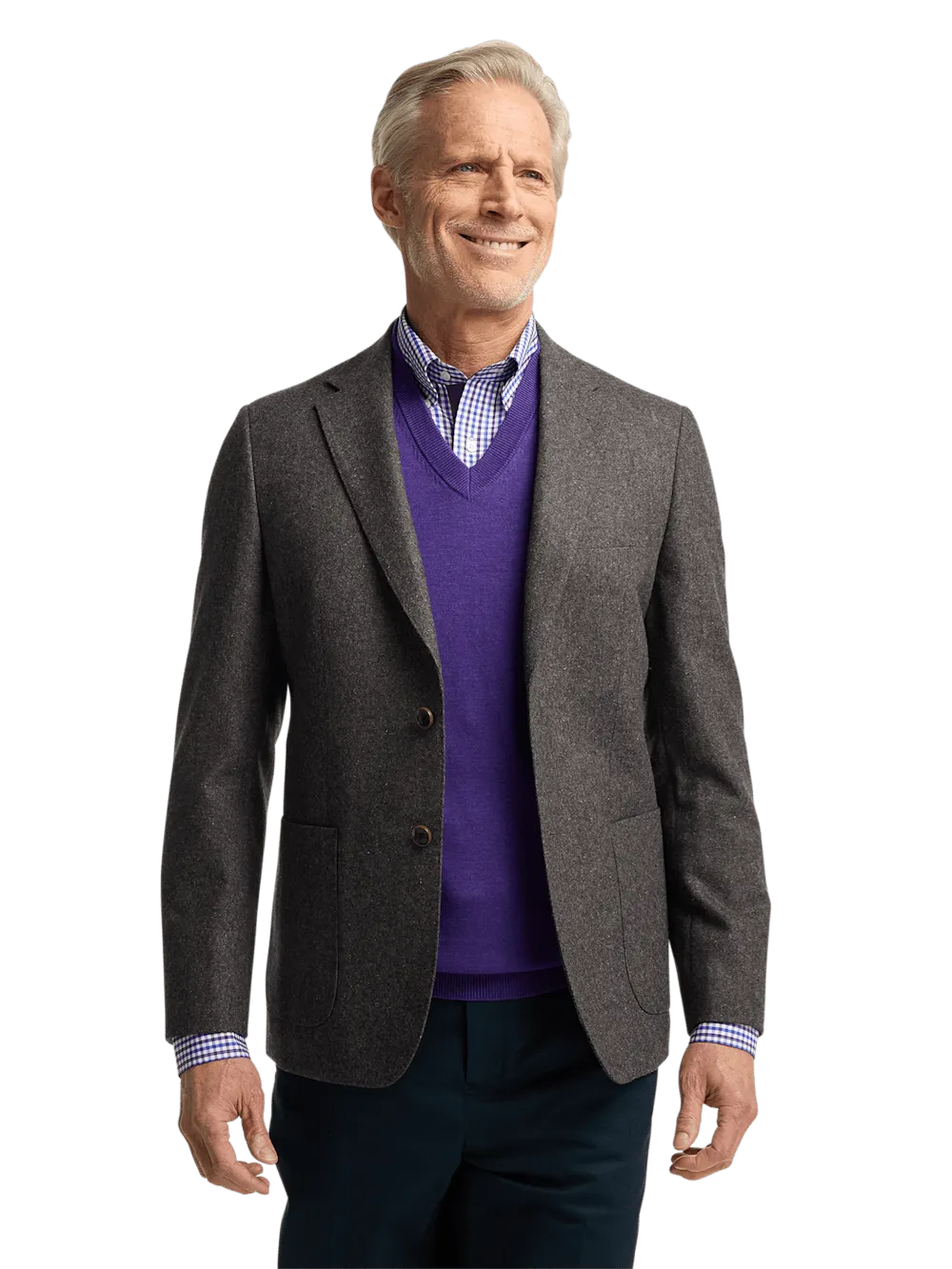 Wool Blend Donegal Single Breasted Notch Lapel Sport Coat - Charcoal