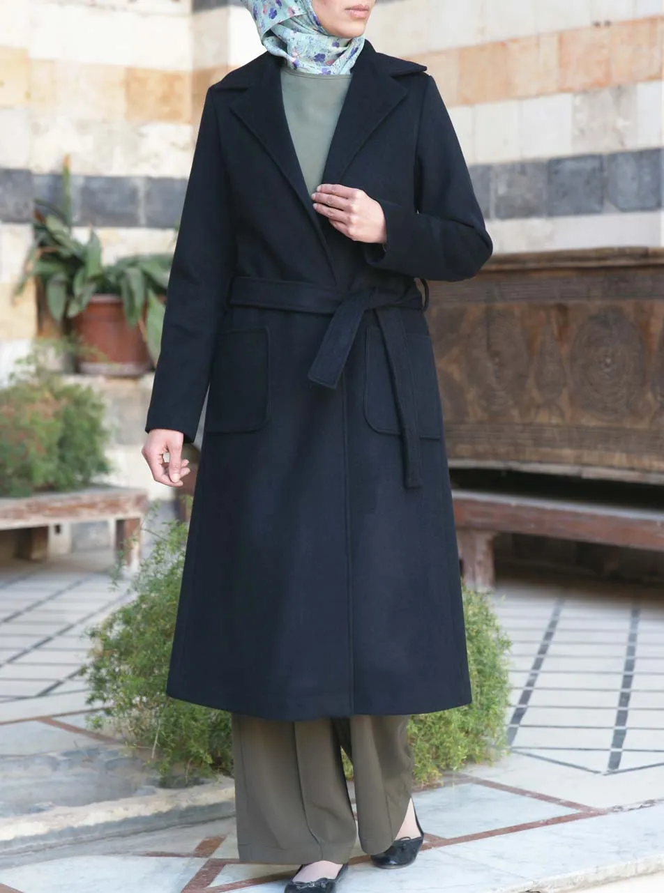 Wool Coat with Detachable Belt