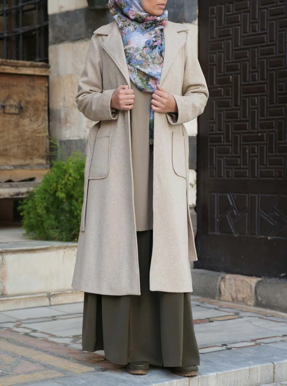 Wool Coat with Detachable Belt