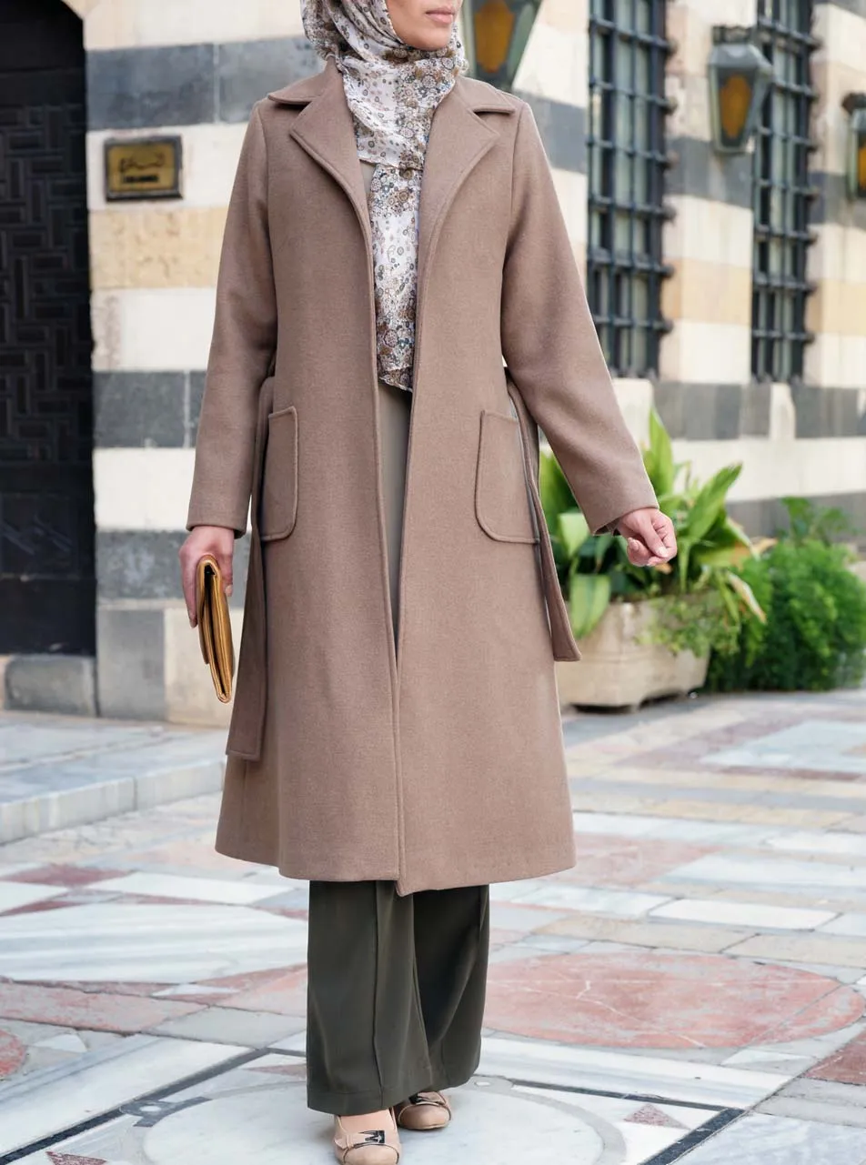 Wool Coat with Detachable Belt