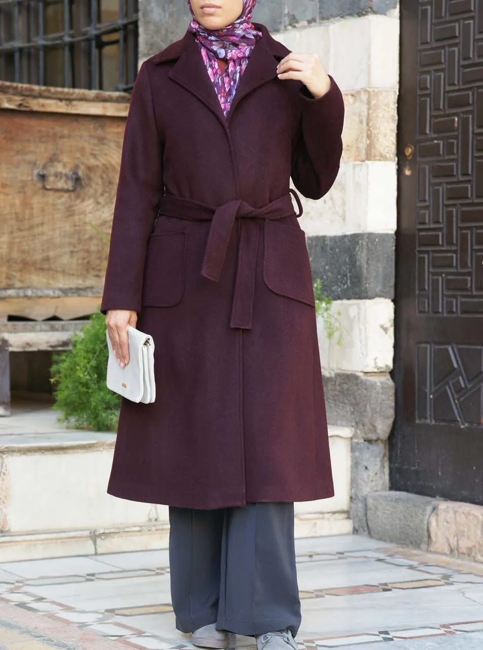 Wool Coat with Detachable Belt