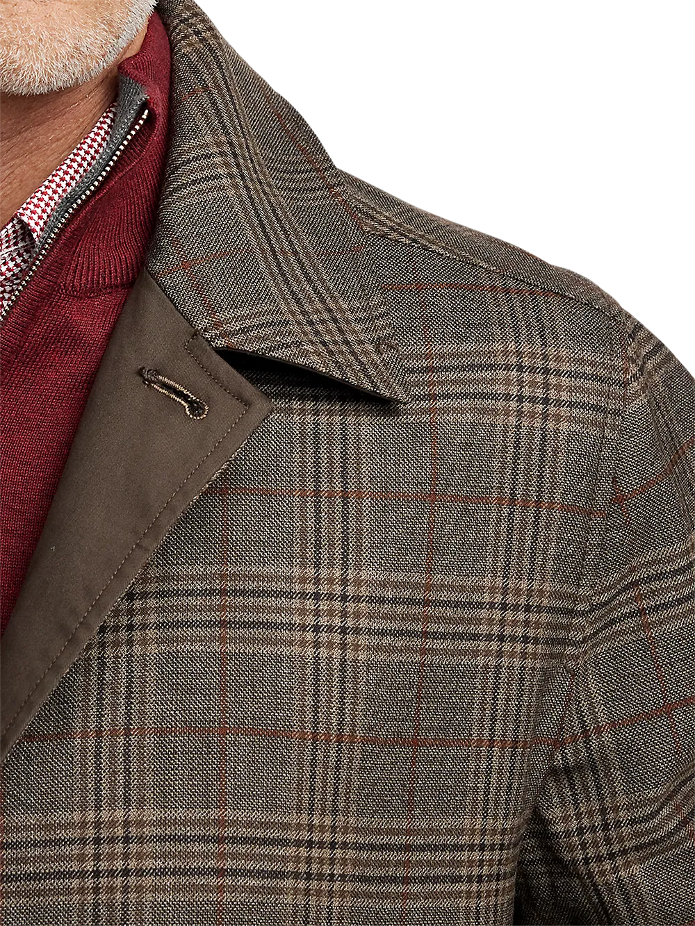 Wool / Cotton Stretch Reversible Plaid Trench Coat - Dark Brown/brown Plaid