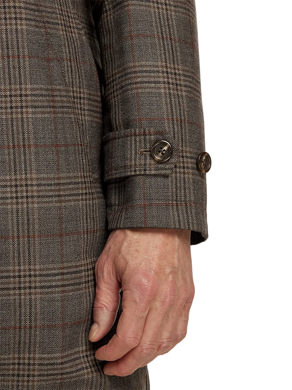 Wool / Cotton Stretch Reversible Plaid Trench Coat - Dark Brown/brown Plaid