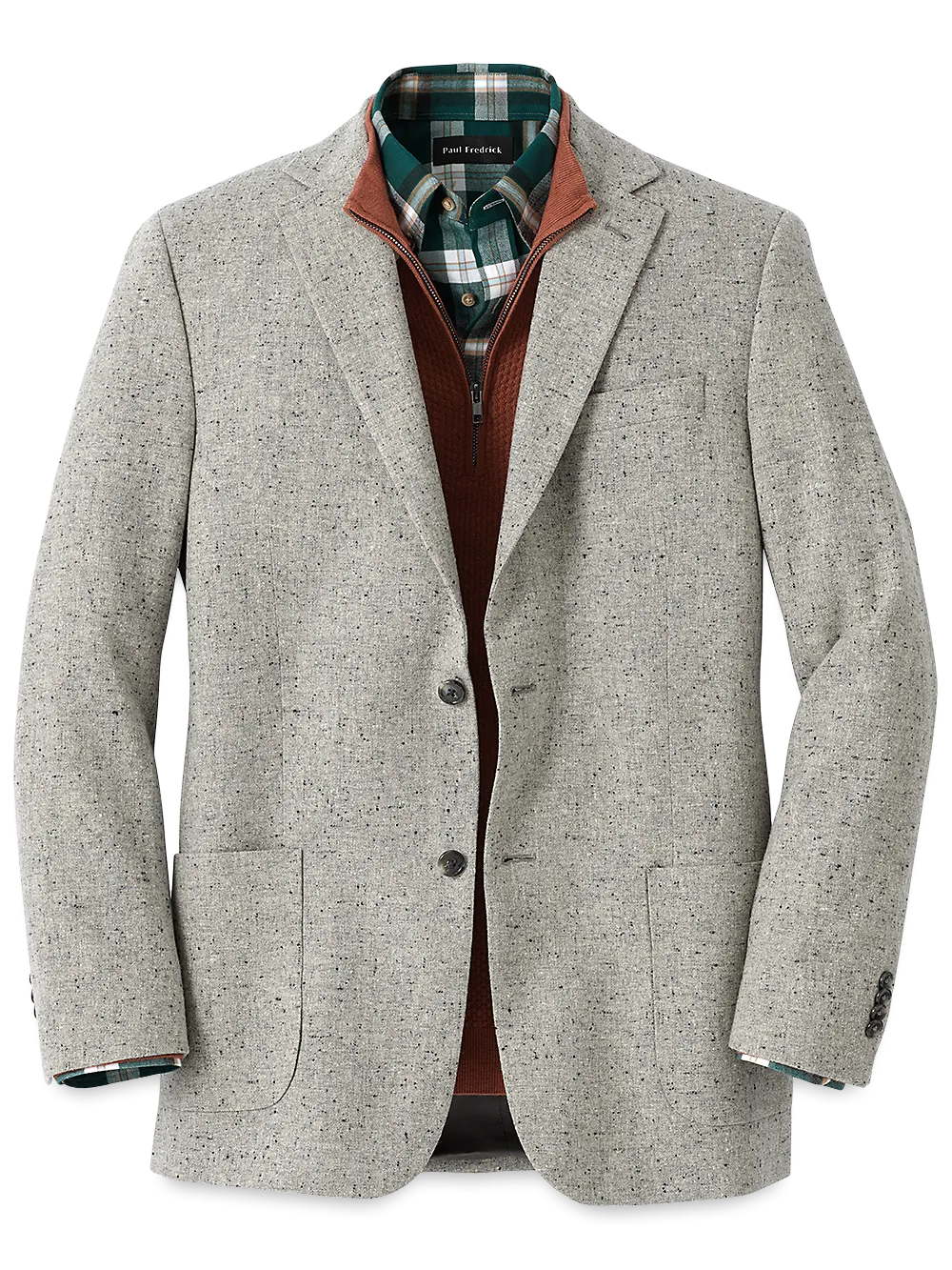 Wool Donegal Notch Lapel Sport Coat - Grey Multi