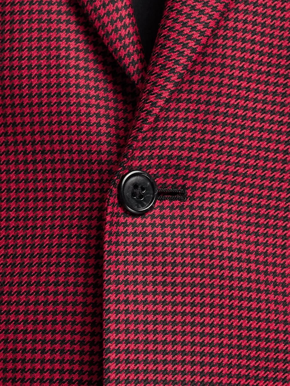 Wool Houndstooth Single Breasted Peak Lapel Sport Coat - Black/red