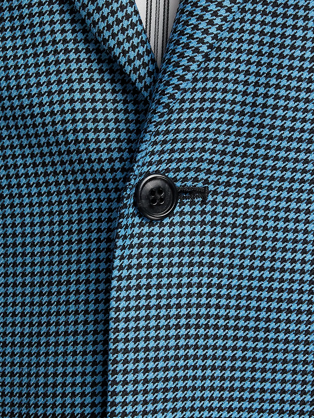 Wool Houndstooth Single Breasted Peak Lapel Sport Coat - Blue/black