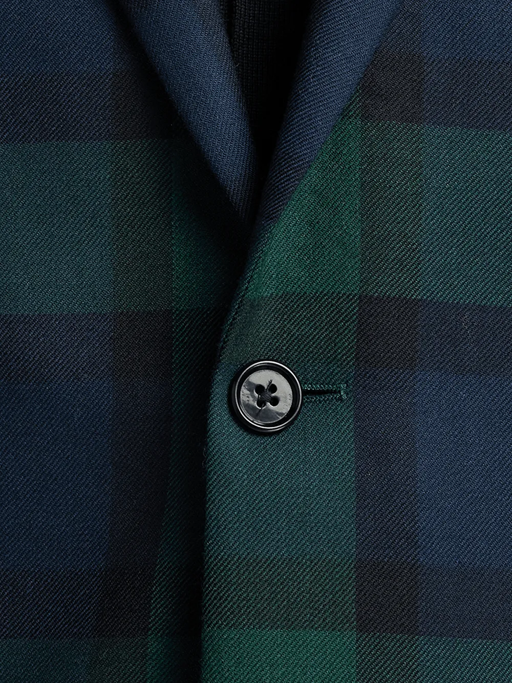 Wool Plaid Single Breasted Notch Lapel Sport Coat - Blue/green