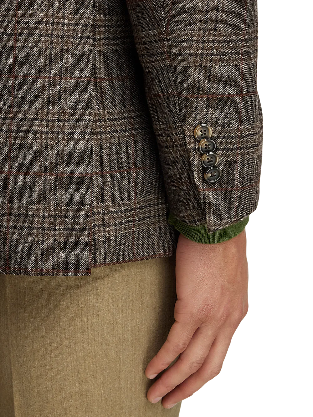 Wool Plaid Single Breasted Notch Lapel Sport Coat - Brown