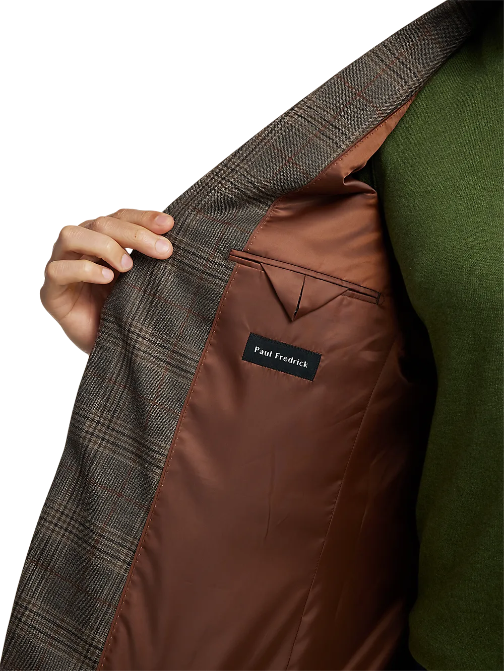 Wool Plaid Single Breasted Notch Lapel Sport Coat - Brown