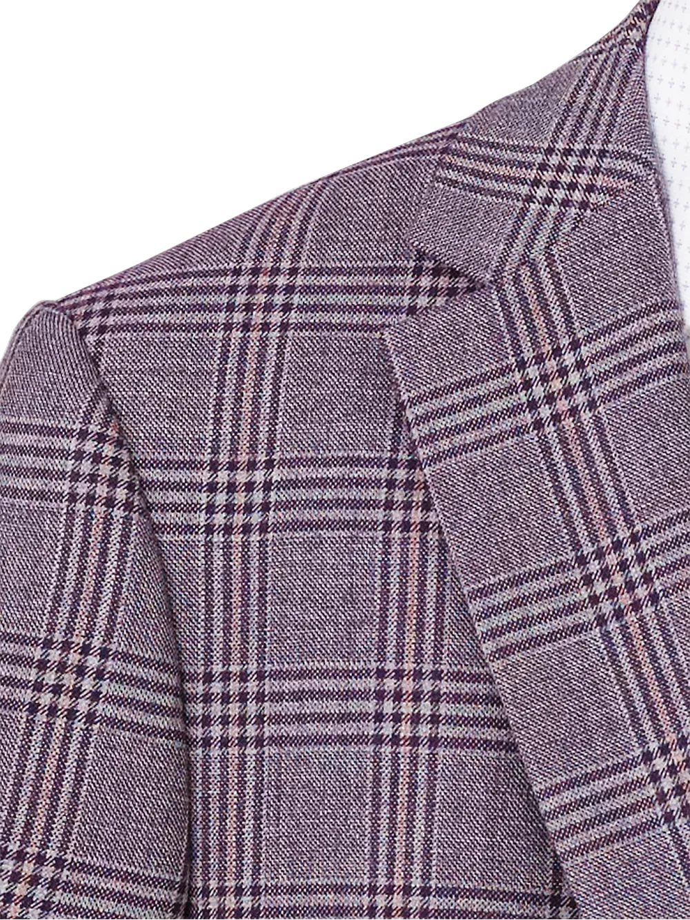 Wool Plaid Single Breasted Notch Lapel Sport Coat - Purple