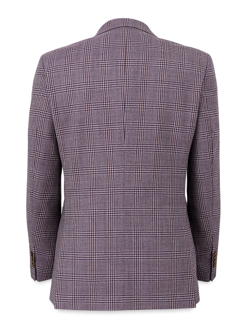 Wool Plaid Single Breasted Notch Lapel Sport Coat - Purple