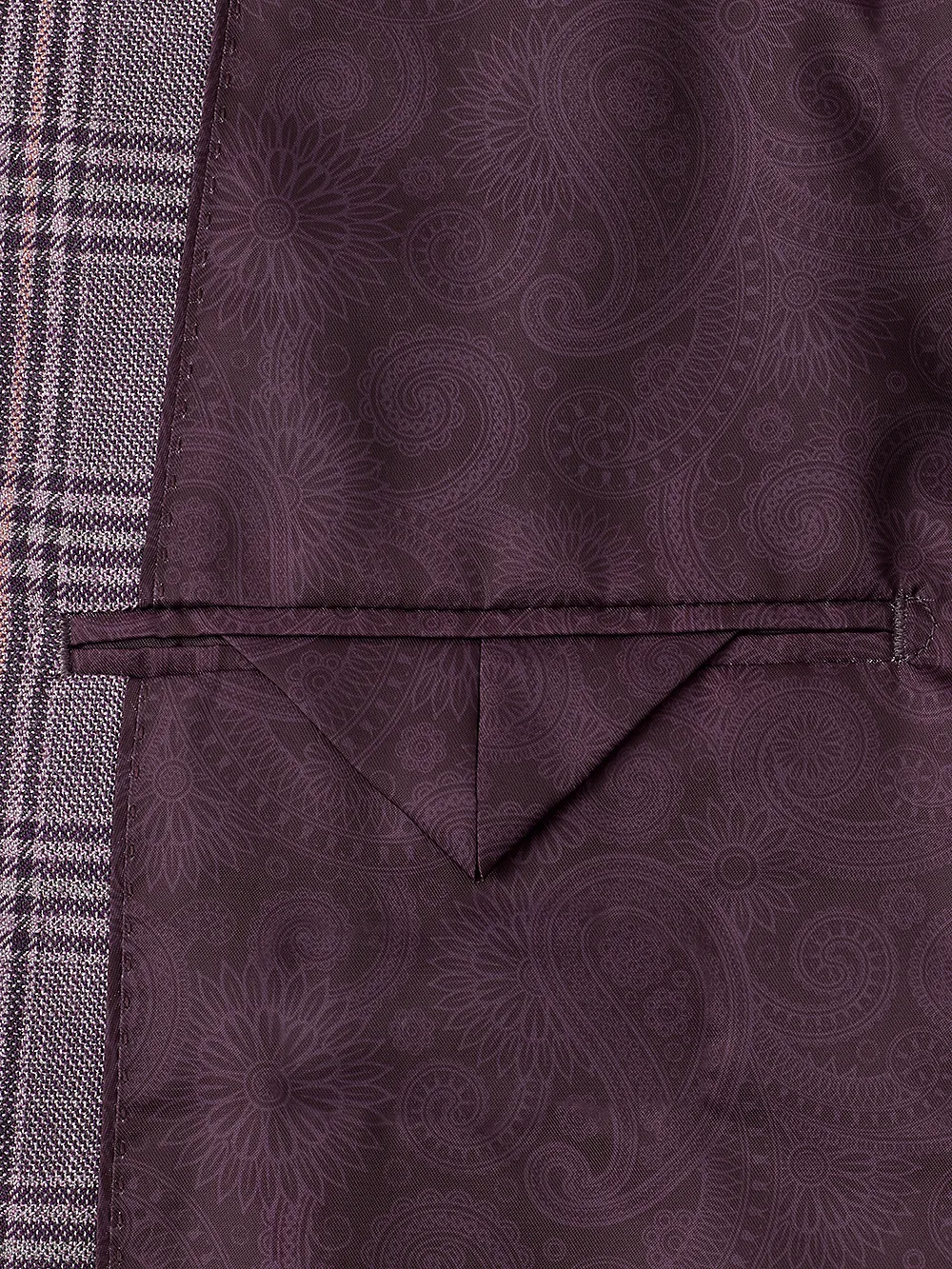 Wool Plaid Single Breasted Notch Lapel Sport Coat - Purple