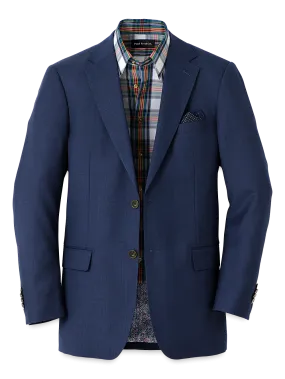 Wool Single Breasted Notch Lapel Sport Coat - Blue