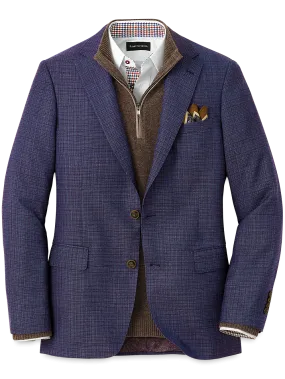 Wool Single Breasted Notch Lapel Sport Coat - Purple