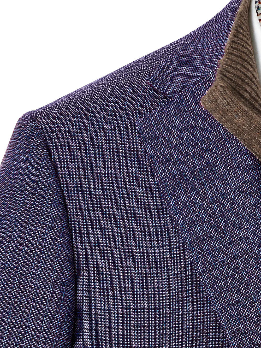 Wool Single Breasted Notch Lapel Sport Coat - Purple