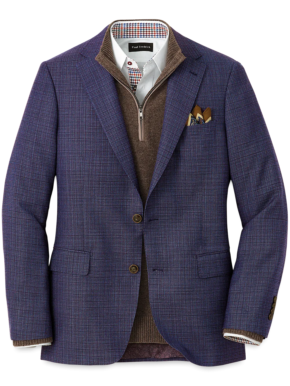 Wool Single Breasted Notch Lapel Sport Coat - Purple