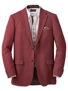 Wool Single Breasted Notch Lapel Sport Coat - Terracotta