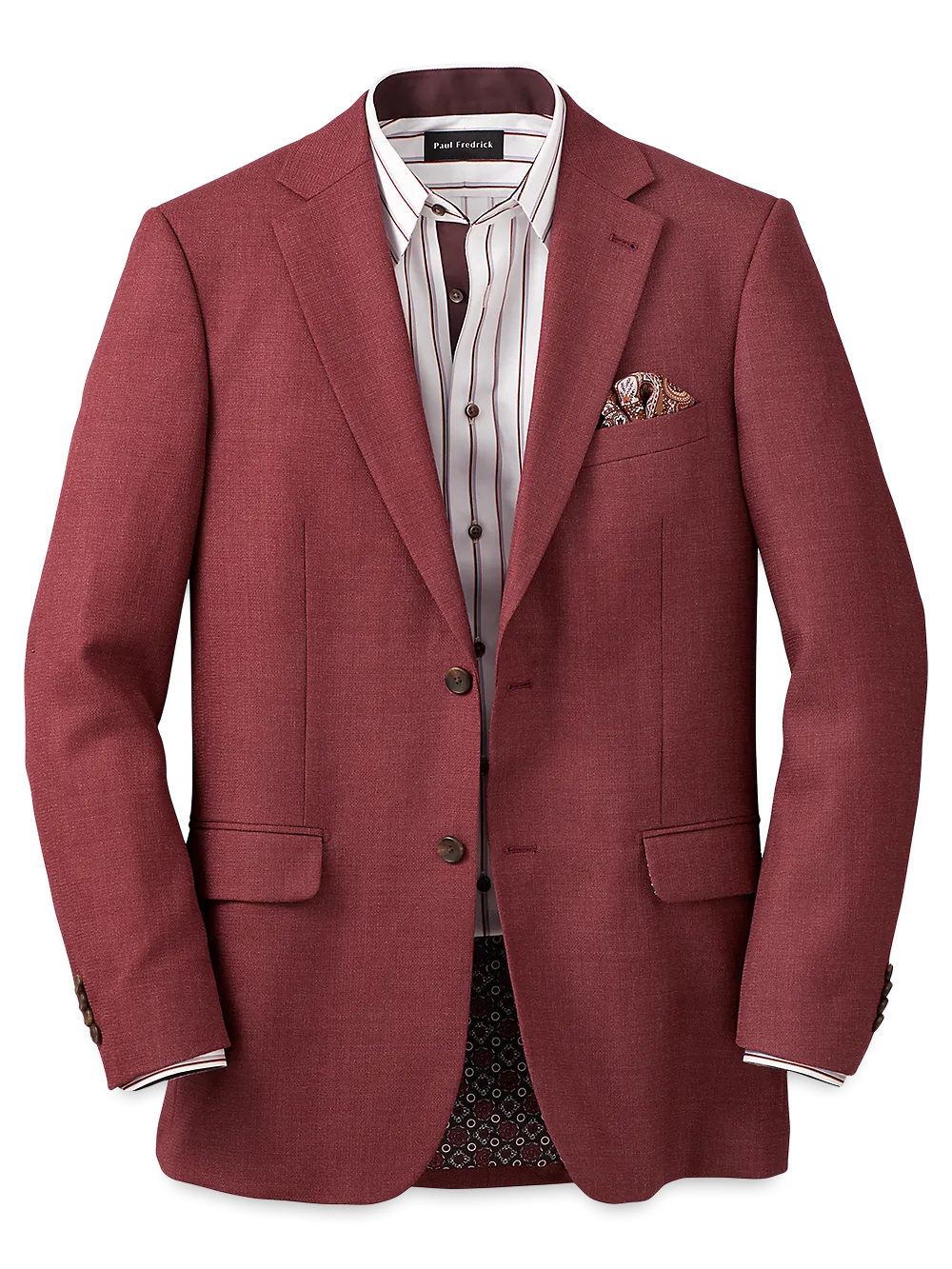 Wool Single Breasted Notch Lapel Sport Coat - Terracotta