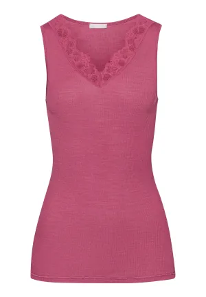 Woolen Lace Fine Ribbed Wool And Silk Tank Top | Rose Wine 70912-2414