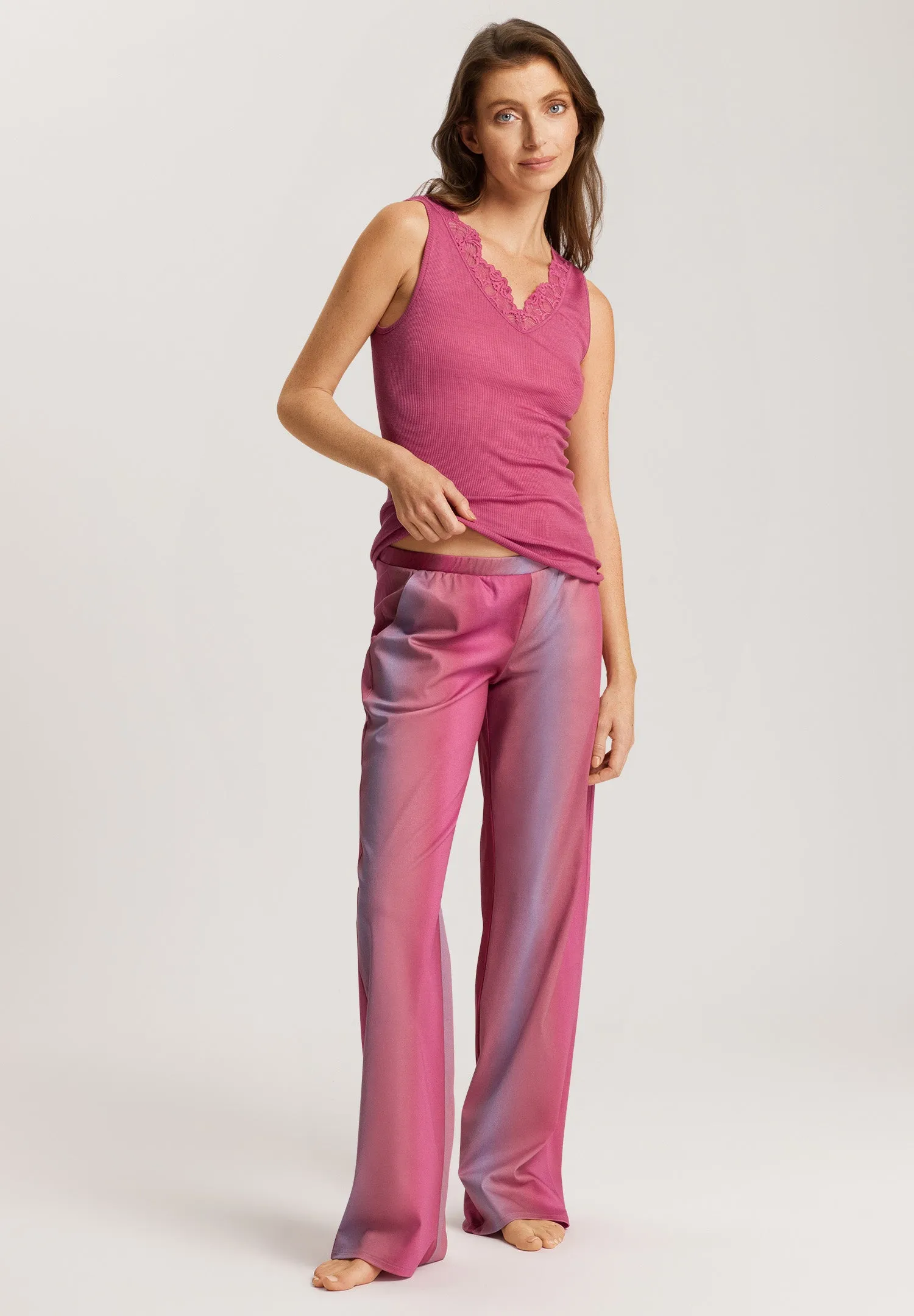 Woolen Lace Fine Ribbed Wool And Silk Tank Top | Rose Wine 70912-2414