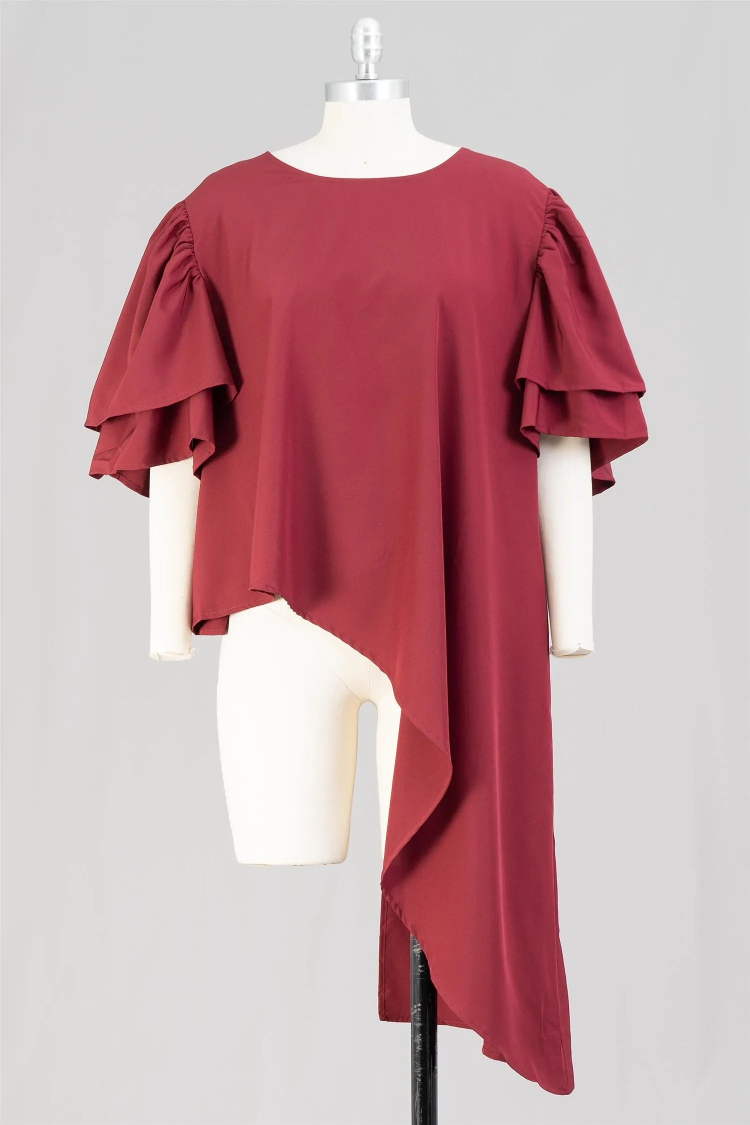 WoWo T20114X Asymmetrical Tunic Top