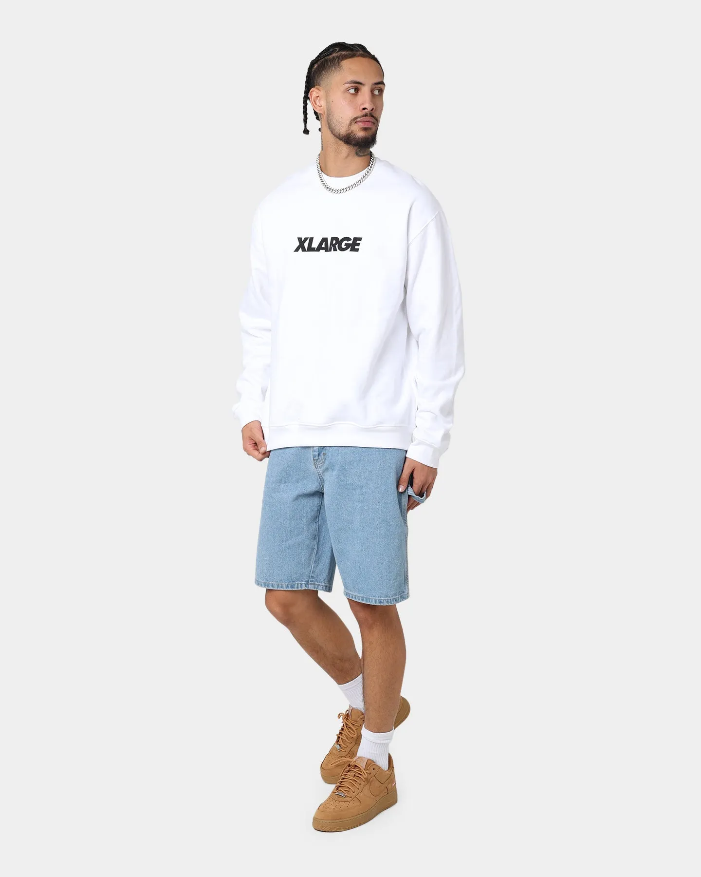 XLARGE Text Logo Crewneck White