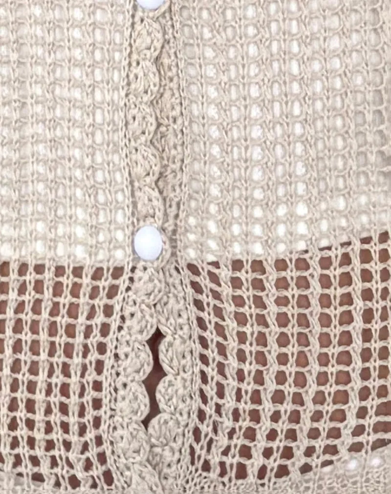 Yamile Vest in Open Weave Knit Oat