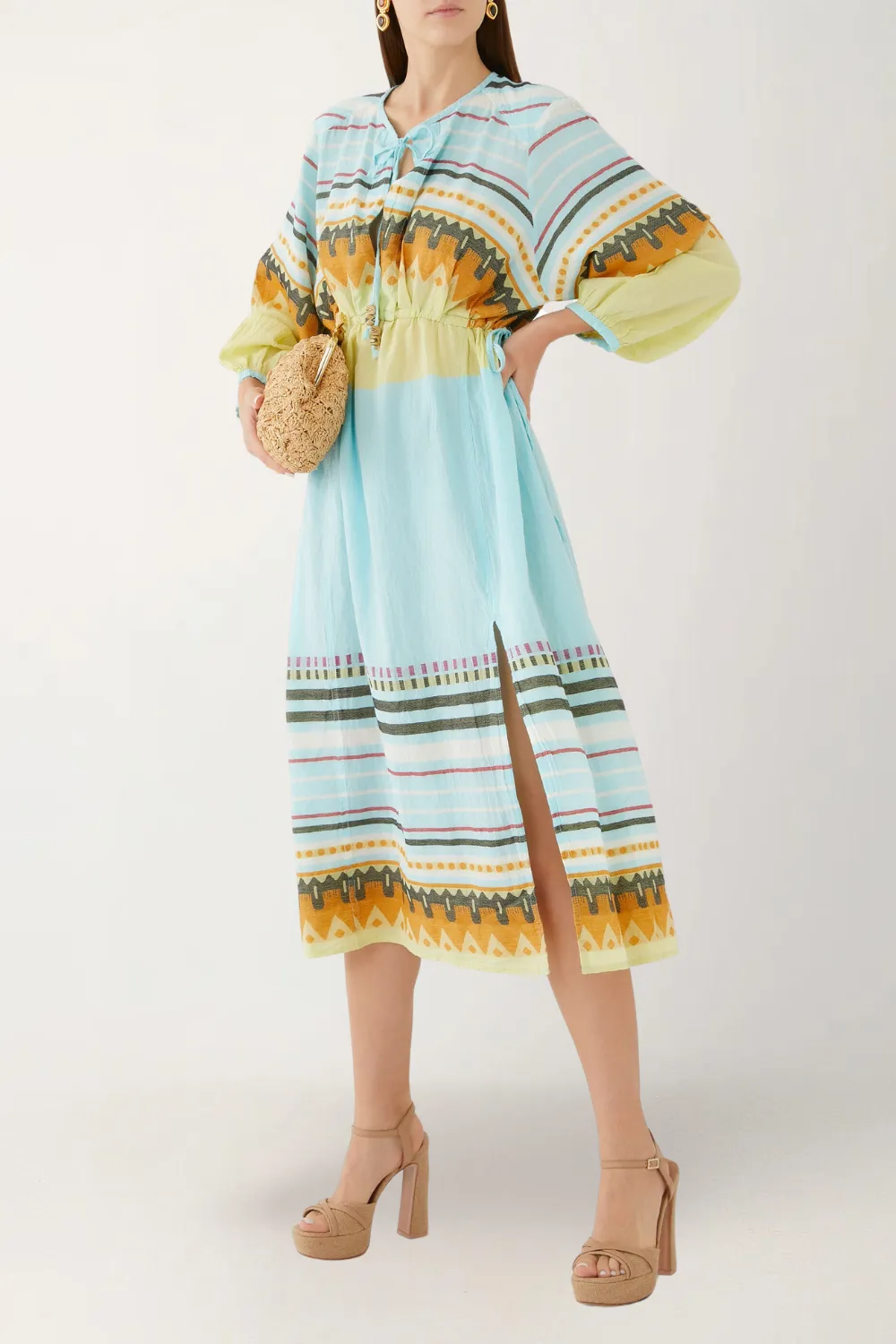 Zakar Maxi Dress in Serifos Aqua & Lemon