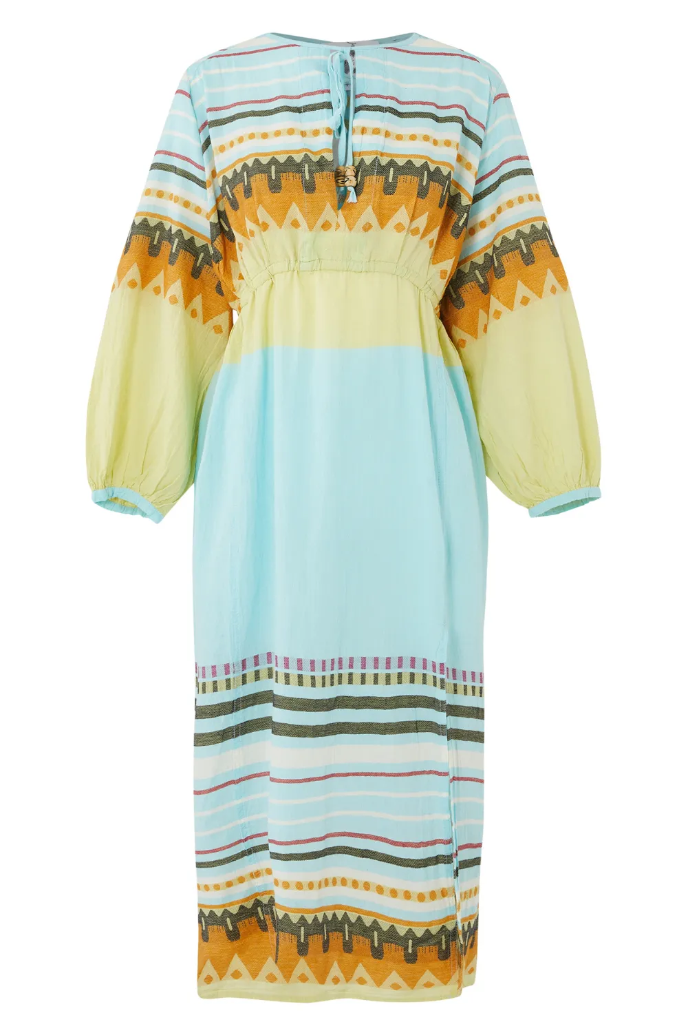 Zakar Maxi Dress in Serifos Aqua & Lemon