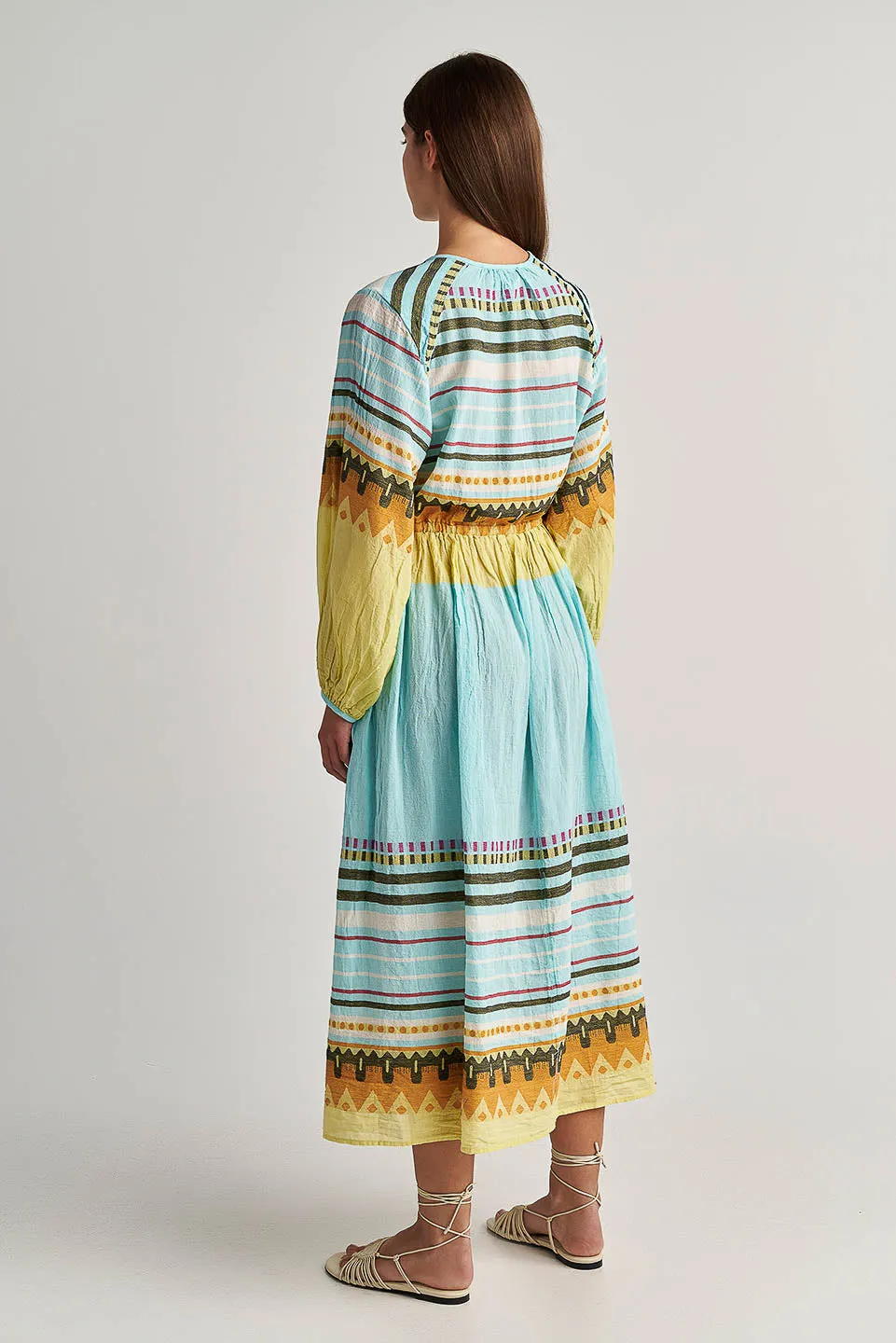 Zakar Maxi Dress in Serifos Aqua & Lemon