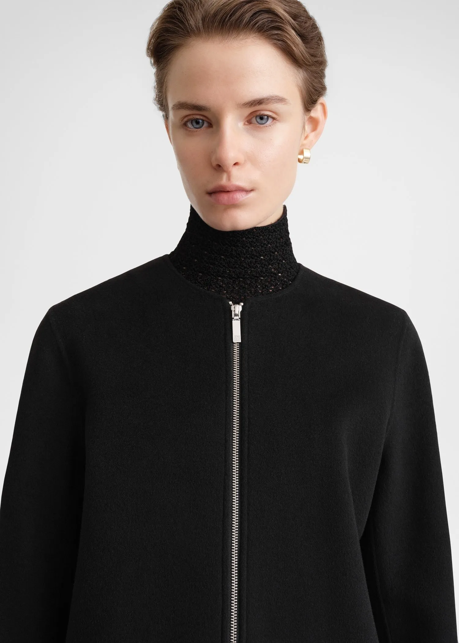 Zipped doublé coat black