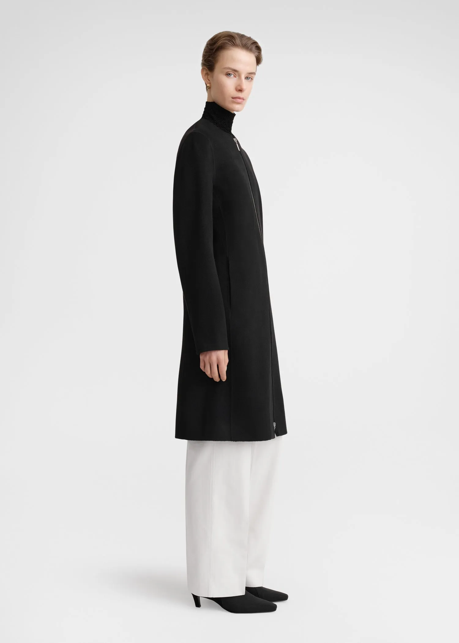 Zipped doublé coat black